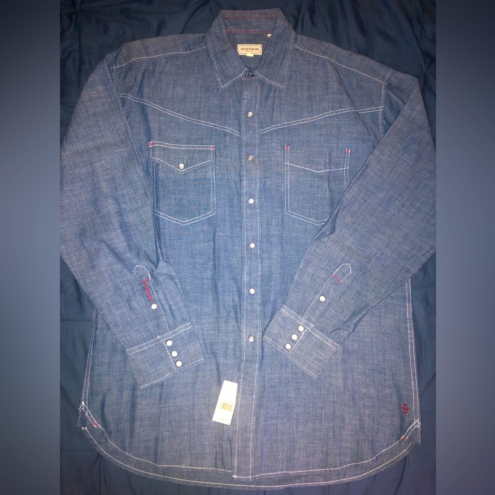 Denim Stetson Collared Snap-up